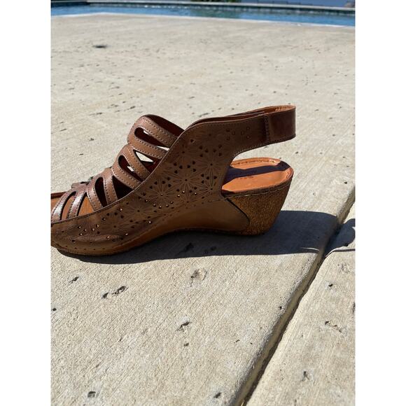 Spring Step Inocencia brown leather wedge sandal 41 / 9.5-10 - Picture 4 of 11